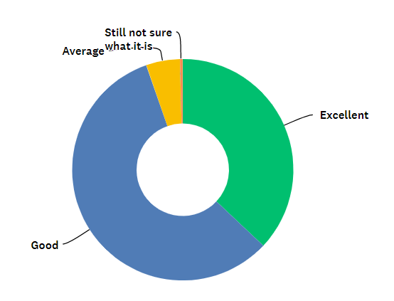 Chart showing 95% of respondents rated their knowledge of SLCN as 'good' or 'excellent' after the training