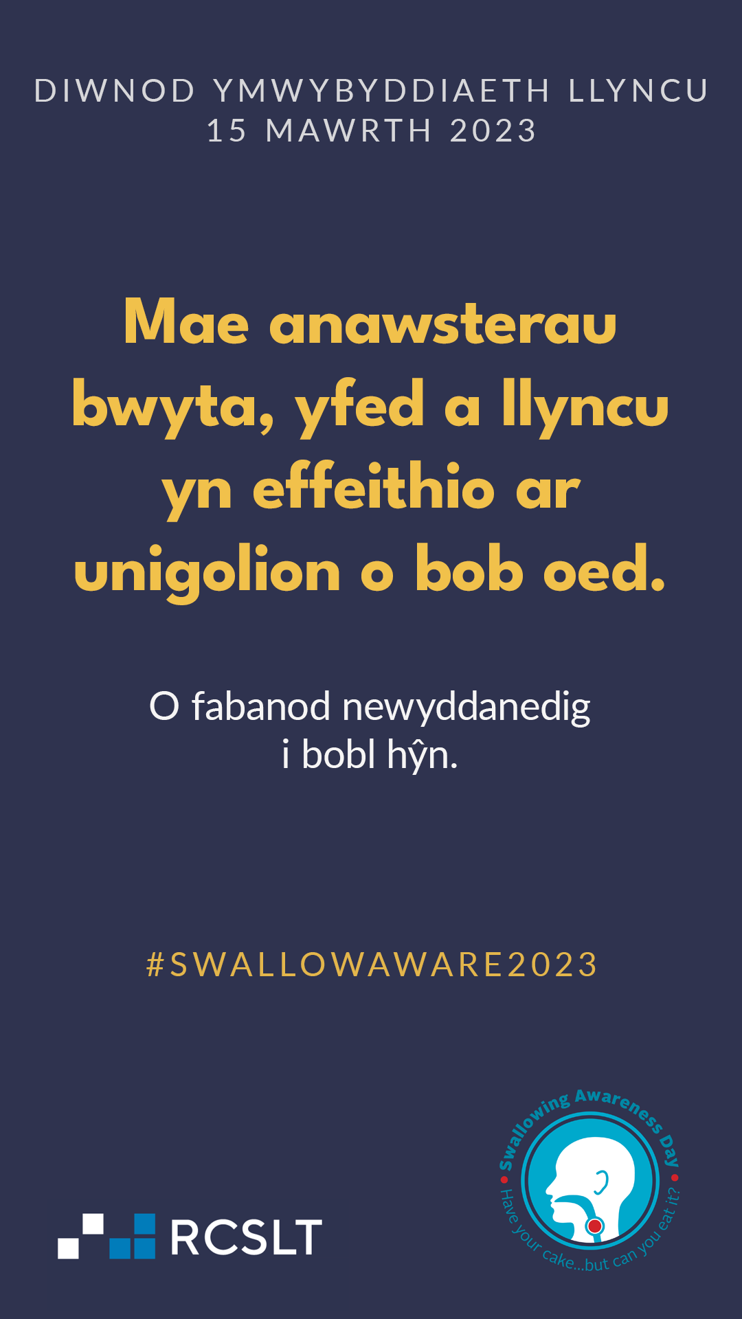 Swallowing Awareness Day 2023 Welsh Instagram story graphic