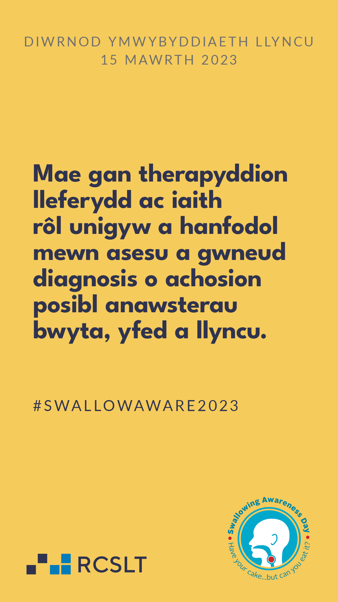 Swallowing Awareness Day 2023 Welsh Instagram story graphic