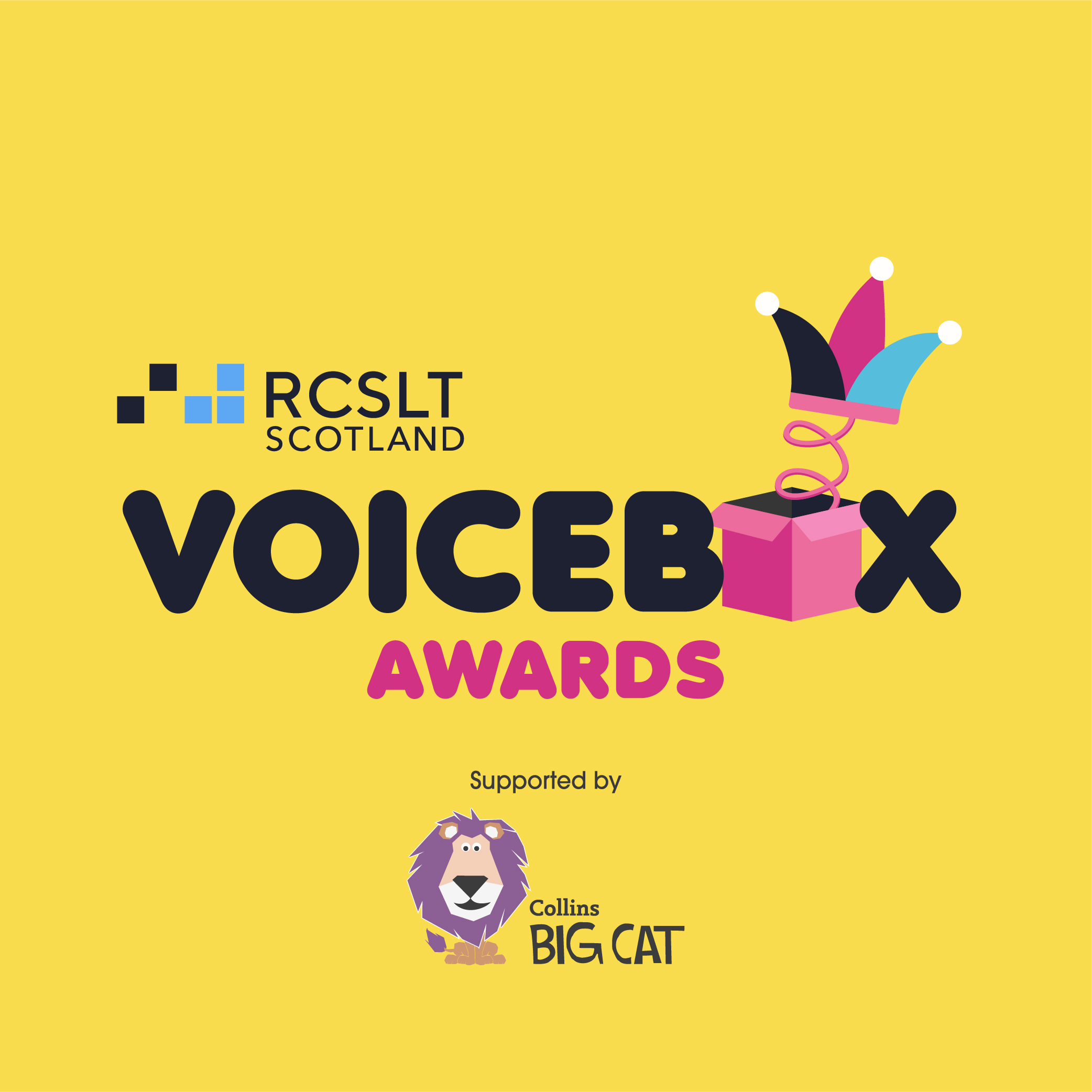 RCSLT VoiceBox Awards Logo, Sponsored by Collins Big Cat